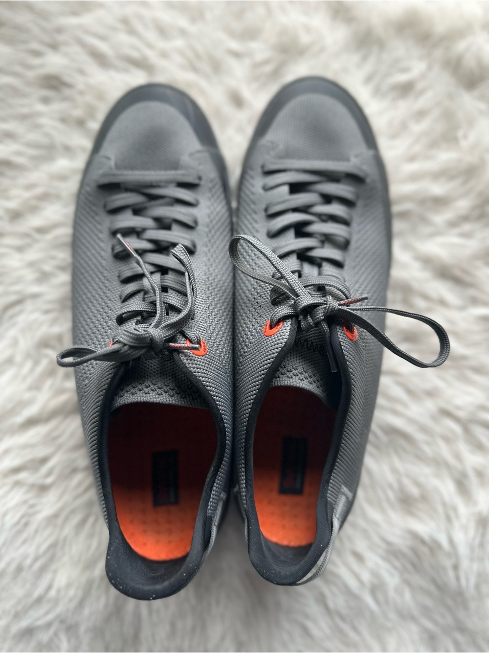 Swims Men's Gray Knit Tennis Sneakers with Orange Eyelet Accents 11